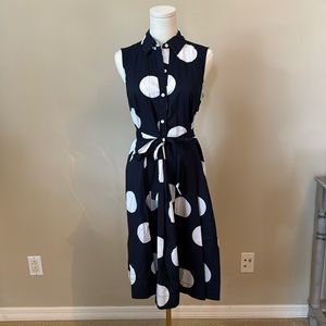 Talbots Polka Dot Button Down Flare Dress Size 4